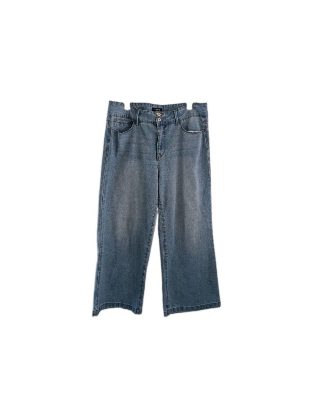 Curve Appeal Jeans Womens 14/32 Blue High Rise Wide Leg Striped Stretch Denim